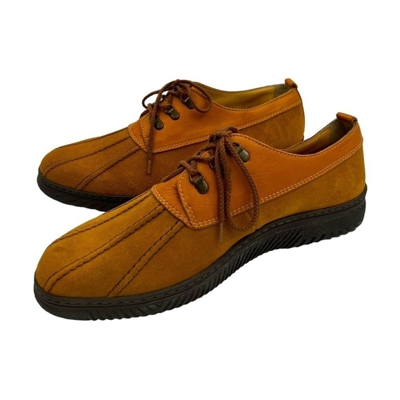 LANCEL PARIS Leather Suede Shoes Tan Orange 44 - Picture 1 of 10